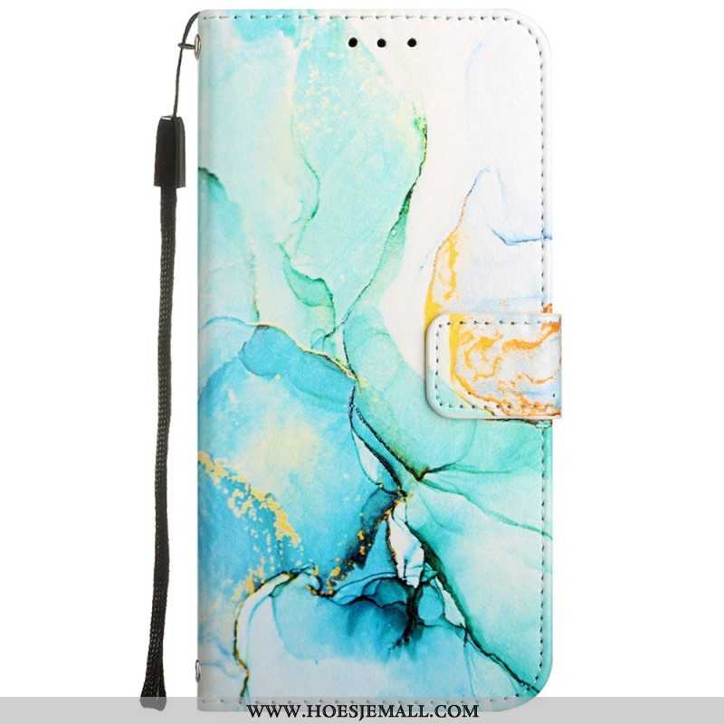 Folio-hoesje voor Oppo A54 5G / A74 5G Marmer Met Lanyard