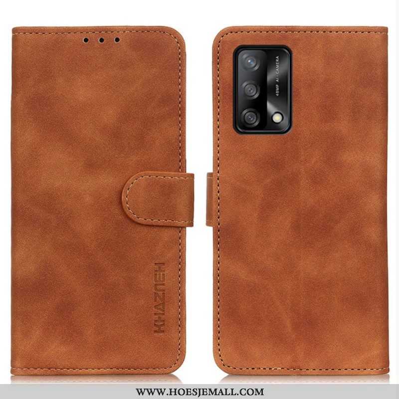 Leren Hoesje voor Oppo A74 4G Khazneh Vintage Leereffect