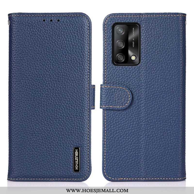 Flip Case voor Oppo A74 4G Echt Khazneh Litchi Leer