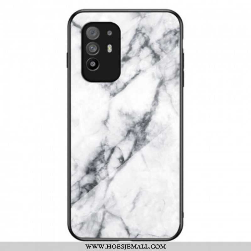 Hoesje voor Oppo A94 5G Marmeren Kleuren Gehard Glas