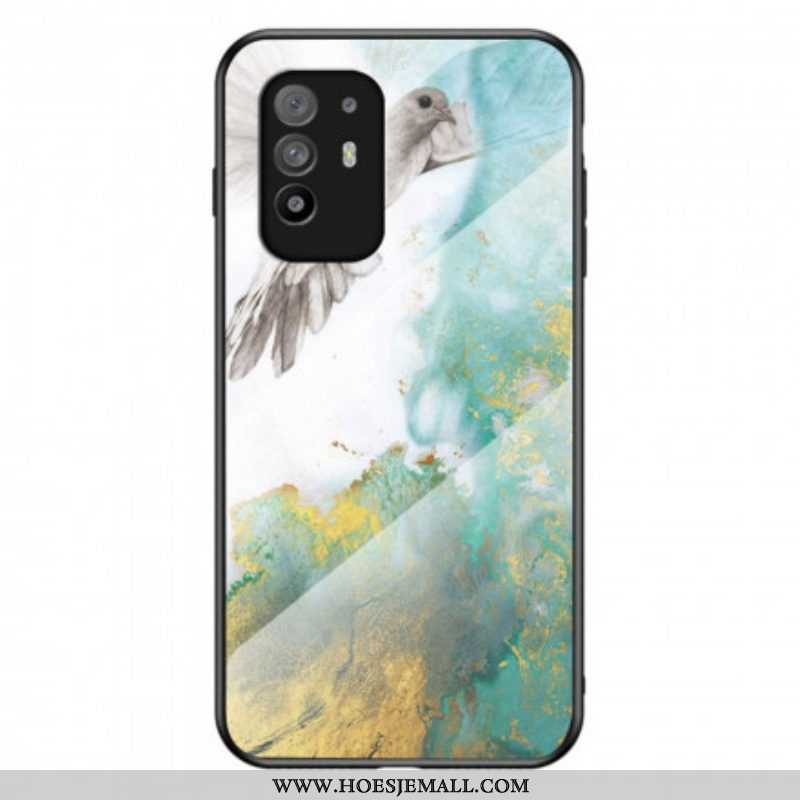 Hoesje voor Oppo A94 5G Marmeren Kleuren Gehard Glas