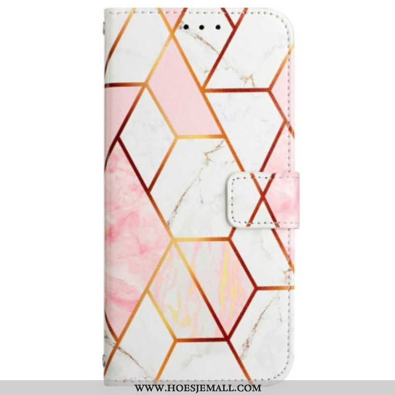 Folio-hoesje voor Oppo A94 5G Marmer Geometrisch Met Riem