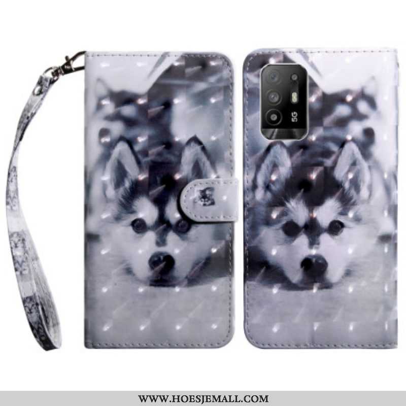 Folio-hoesje voor Oppo A94 5G Husky Hond Met Koord