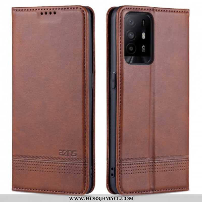 Bescherming Hoesje voor Oppo A94 5G Folio-hoesje Azns Leerstyling