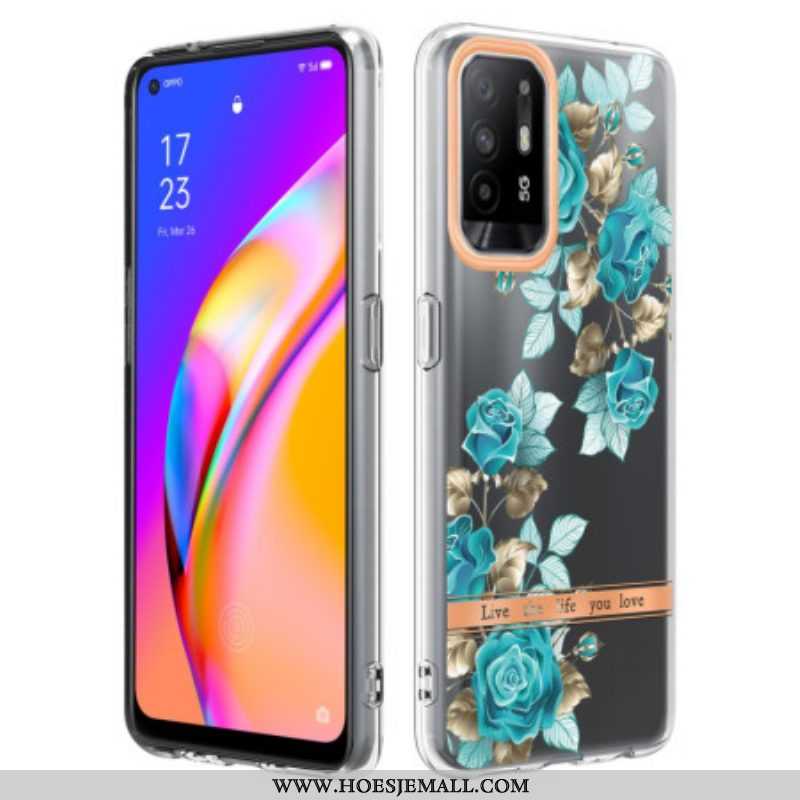 Telefoonhoesje voor Oppo A94 5G Naadloze Blauwe Bloemen