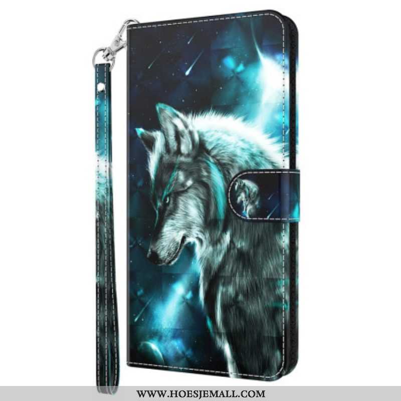 Folio-hoesje voor Oppo A94 5G Wolf Met Sleutelkoord