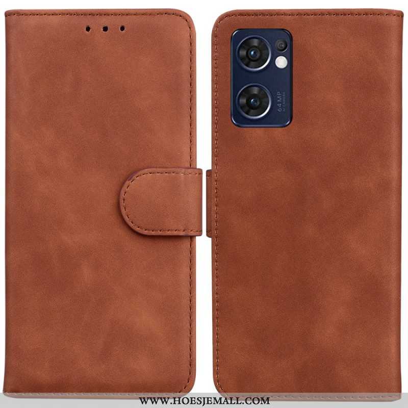 Flip Case voor Oppo Find X5 Lite Huid-aanraking Vlinder