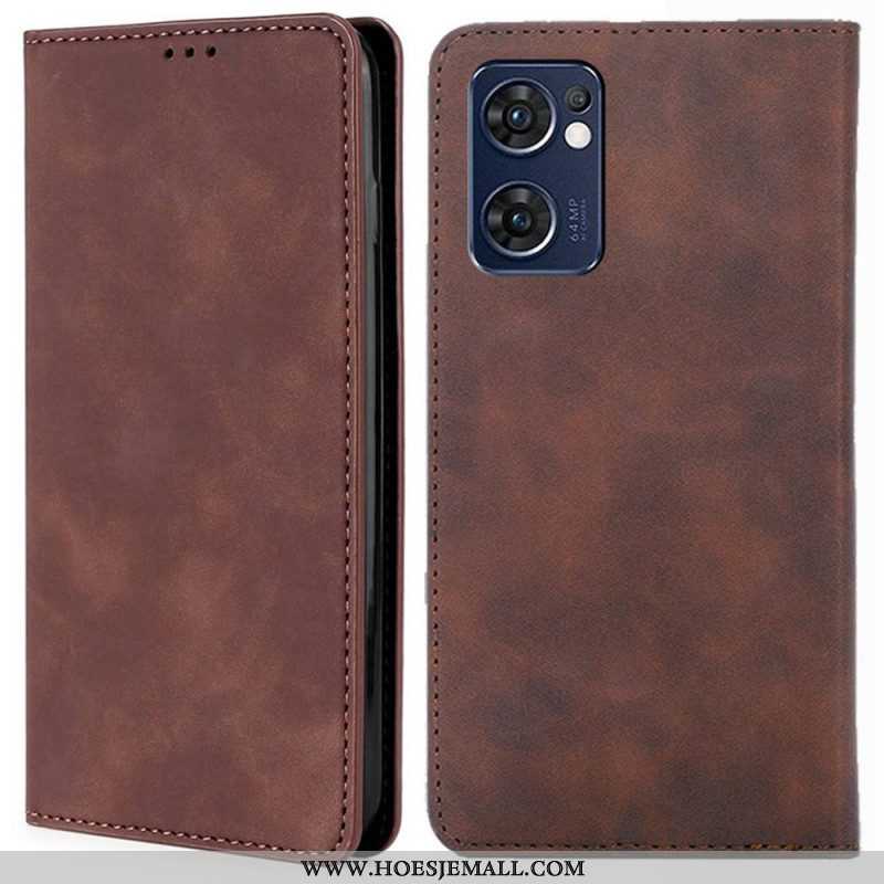 Bescherming Hoesje voor Oppo Find X5 Lite Folio-hoesje Skin-touch Leereffect