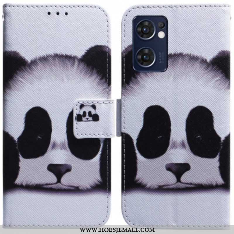 Leren Hoesje voor Oppo Find X5 Lite Panda Gezicht