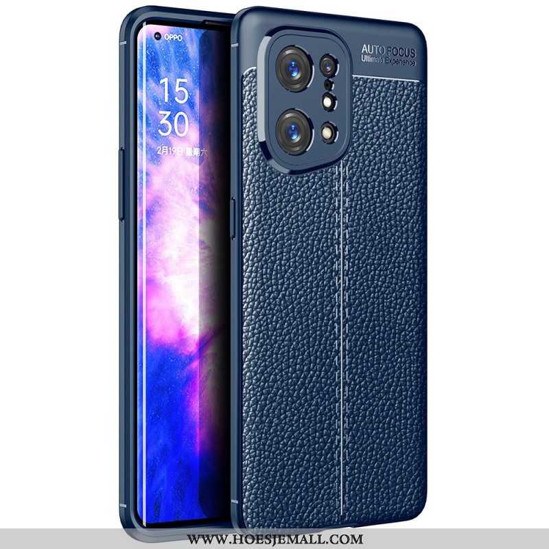 Hoesje voor Oppo Find X5 Ledereffect Litchi Dubbele Lijn