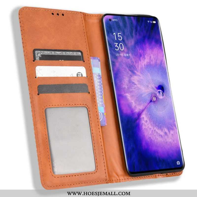 Bescherming Hoesje voor Oppo Find X5 Folio-hoesje Gestileerd Vintage Leereffect