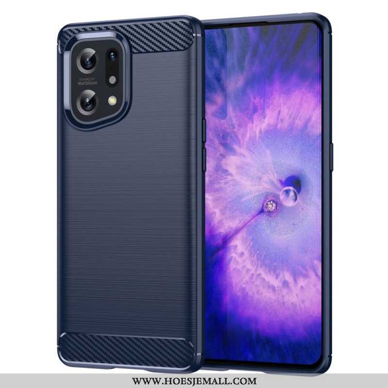 Telefoonhoesje voor Oppo Find X5 Geborstelde Koolstofvezel