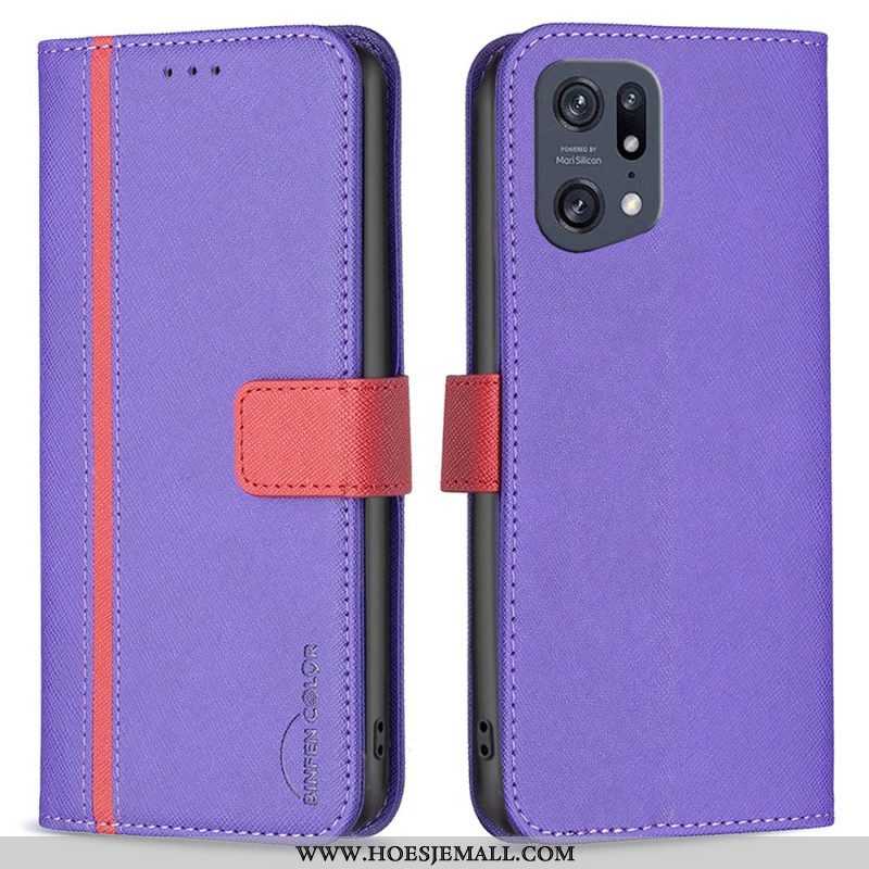 Folio-hoesje voor Oppo Find X5 Pro Imitatieleer Tetxuré Binfen Kleur