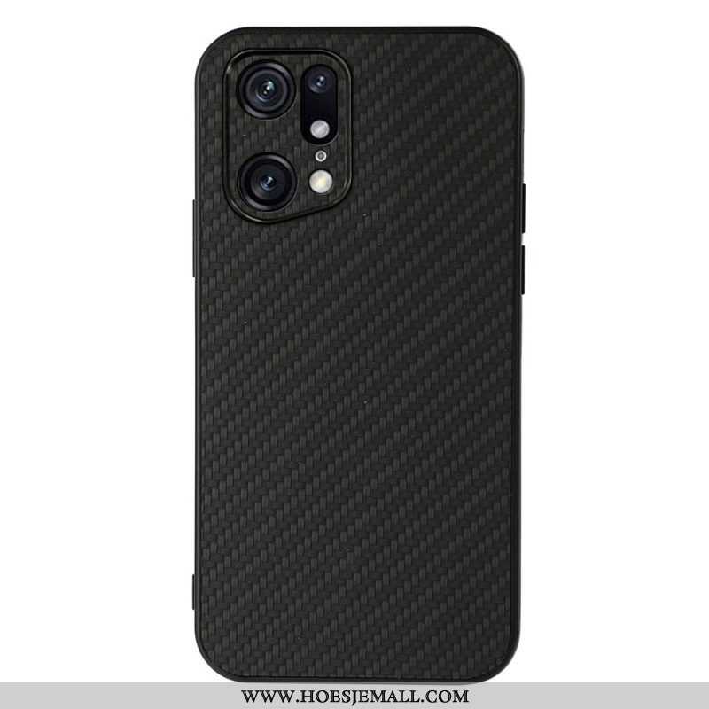 Hoesje voor Oppo Find X5 Pro Koolstofvezeltextuur Met Leereffect