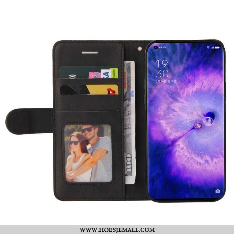 Folio-hoesje voor Oppo Find X5 Pro Met Ketting Tweekleurige Riem