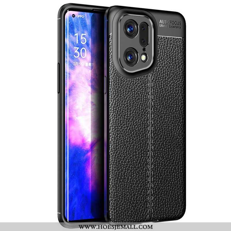 Telefoonhoesje voor Oppo Find X5 Pro Dubbellijnig Litchi-leereffect