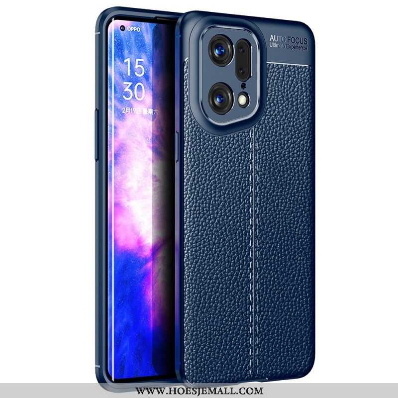 Telefoonhoesje voor Oppo Find X5 Pro Dubbellijnig Litchi-leereffect