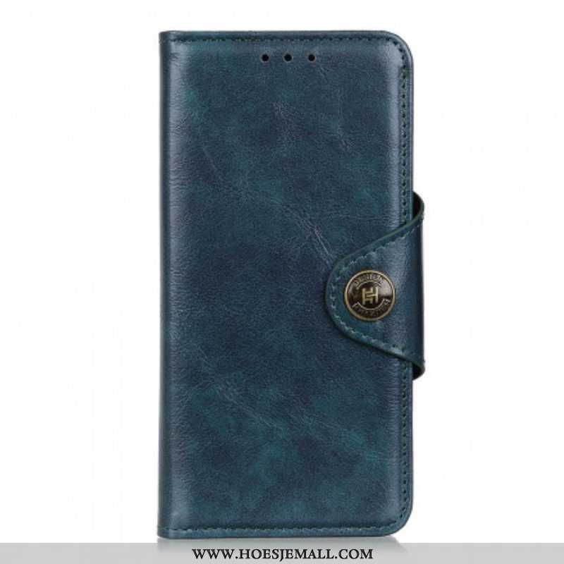 Flip Case voor Oppo Reno 6 5G Vintage Knop Van Imitatieleer