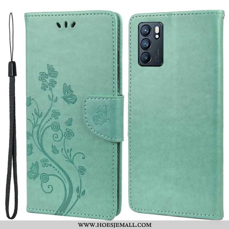 Folio-hoesje voor Oppo Reno 6 5G Vlinders En Bloemen