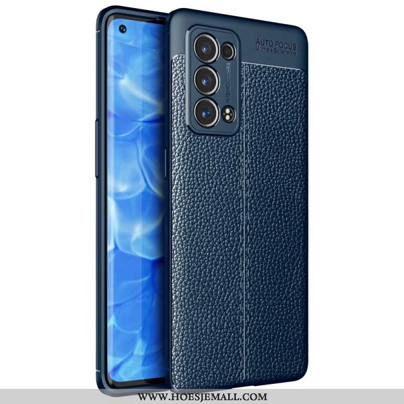 Hoesje voor Oppo Reno 6 Pro 5G Litchi Dubbellijns Leer