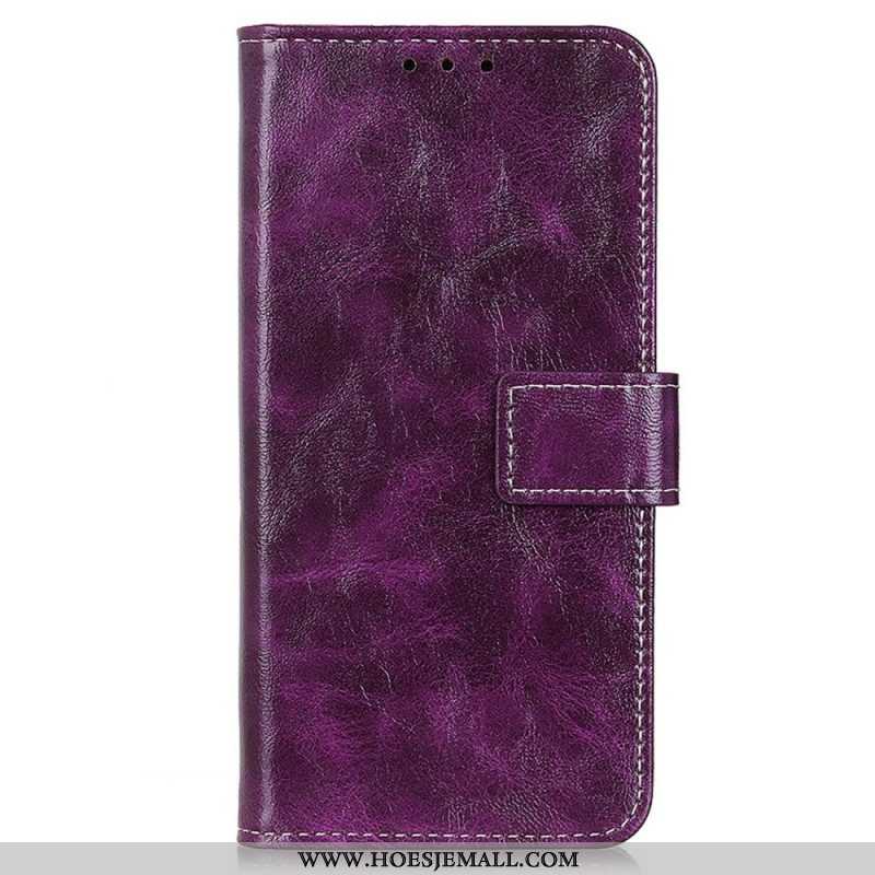 Leren Hoesje voor Oppo Reno 7 Faux Lakleer En Stiksels