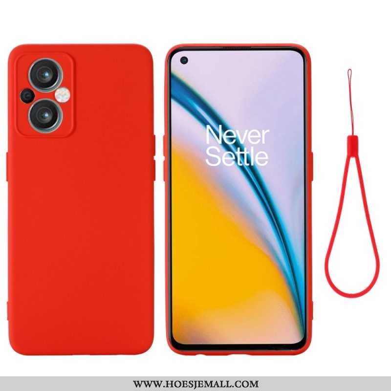 Hoesje voor Oppo Reno 8 Lite Met Ketting Vloeibare Siliconen Met Bandjes