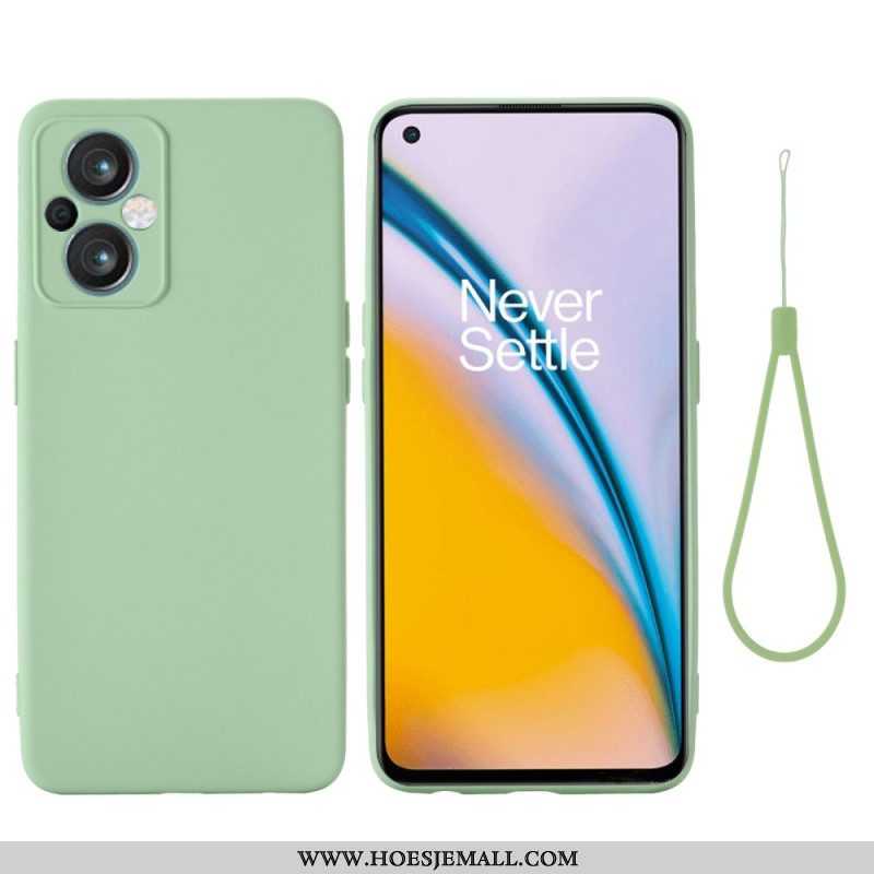 Hoesje voor Oppo Reno 8 Lite Met Ketting Vloeibare Siliconen Met Bandjes