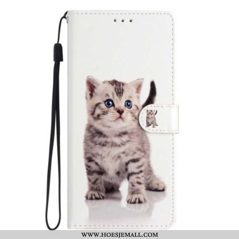 Folio-hoesje voor Oppo Reno 8 Lite Met Ketting Bandjes Katje