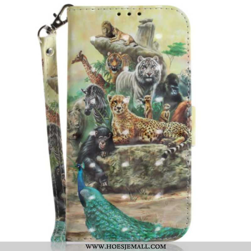 Folio-hoesje voor Oppo Reno 8 Safari Dieren Met Lanyard