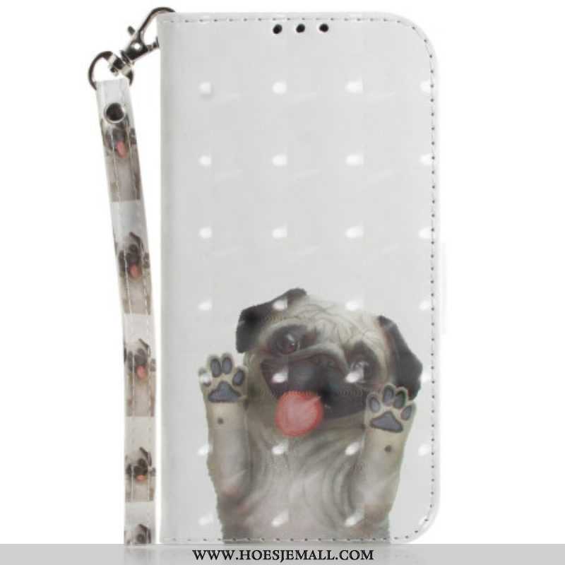 Flip Case voor Oppo Reno 8 Pug Met Sleutelkoord