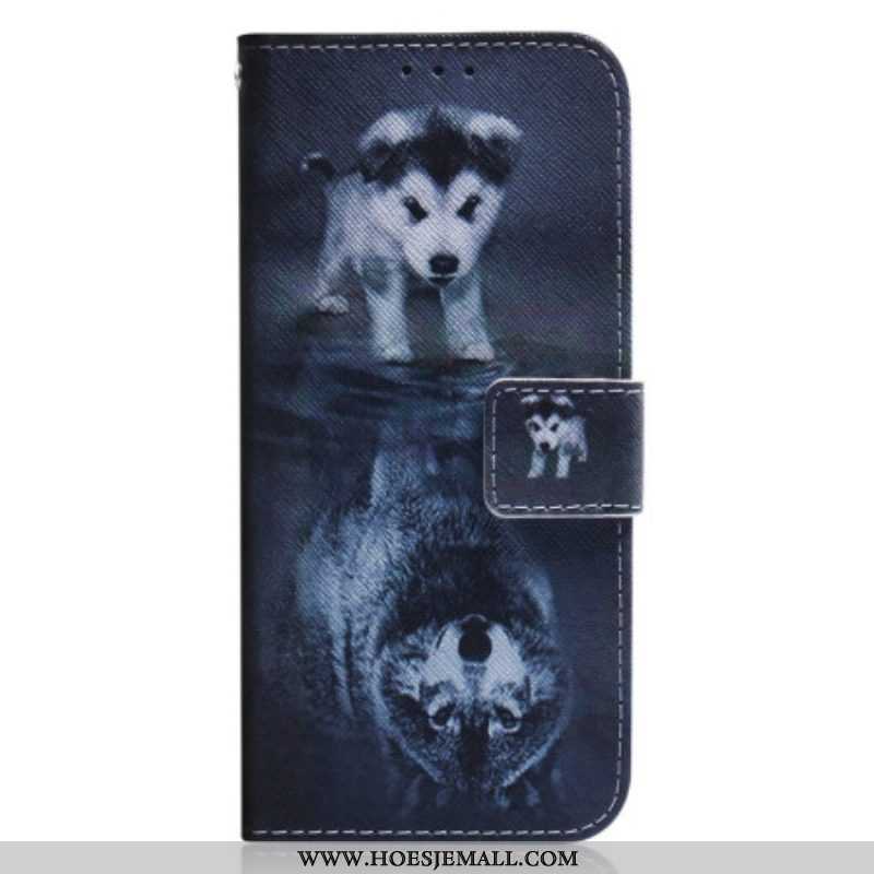 Folio-hoesje voor Oppo Reno 8 Met Ketting Strappy Puppy-droom