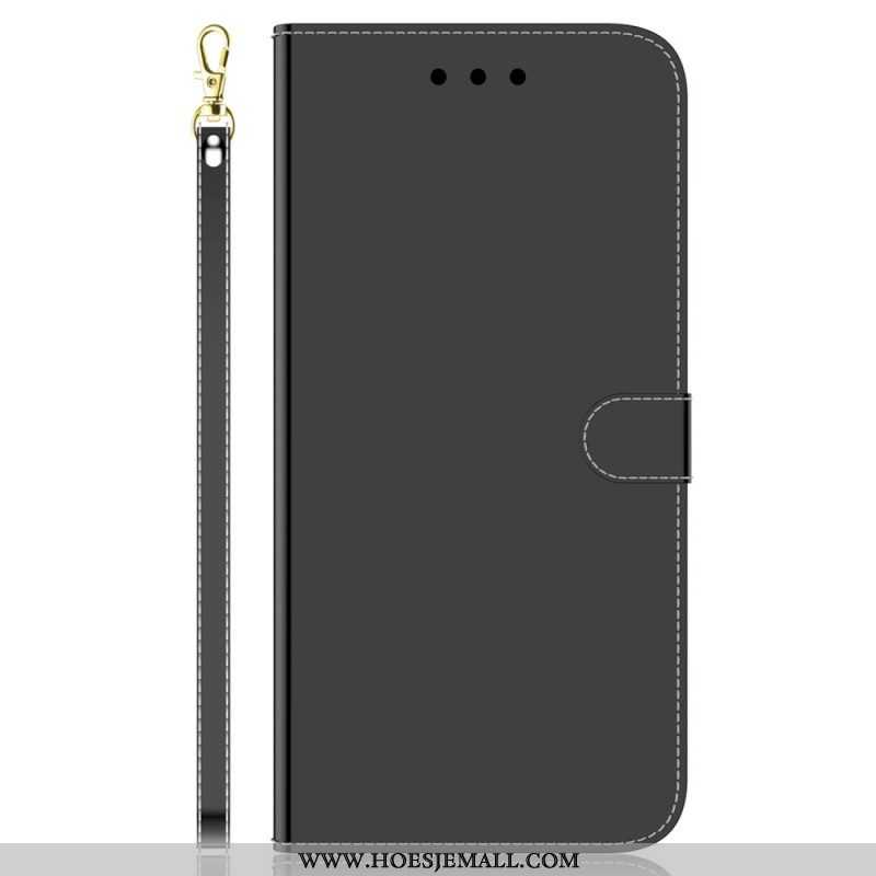 Leren Hoesje voor Oppo Reno 8 Spiegel En Lanyard