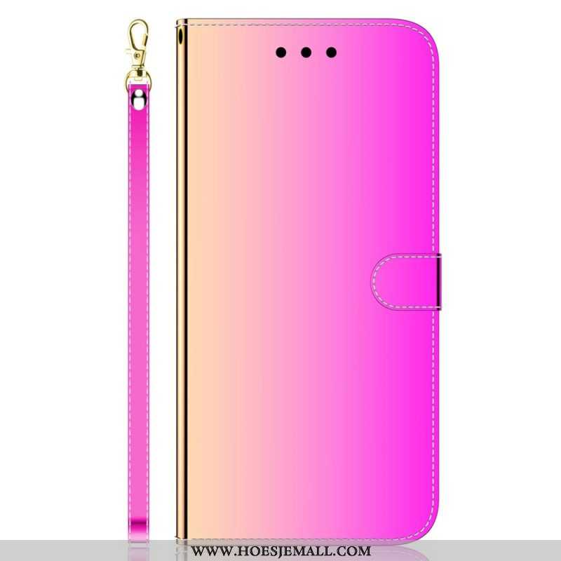 Leren Hoesje voor Oppo Reno 8 Spiegel En Lanyard