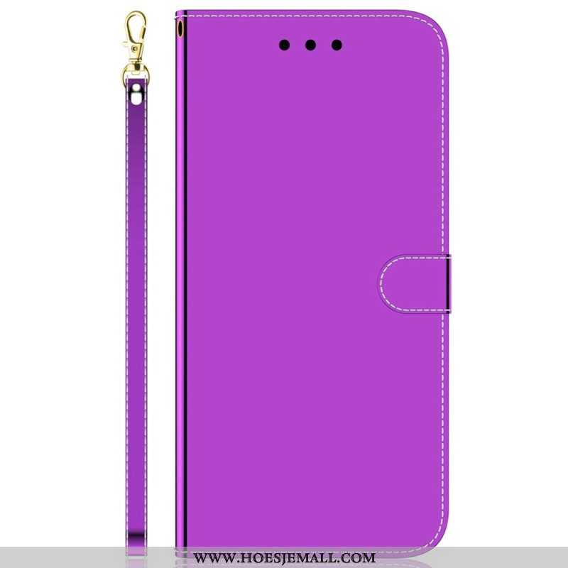 Leren Hoesje voor Oppo Reno 8 Spiegel En Lanyard