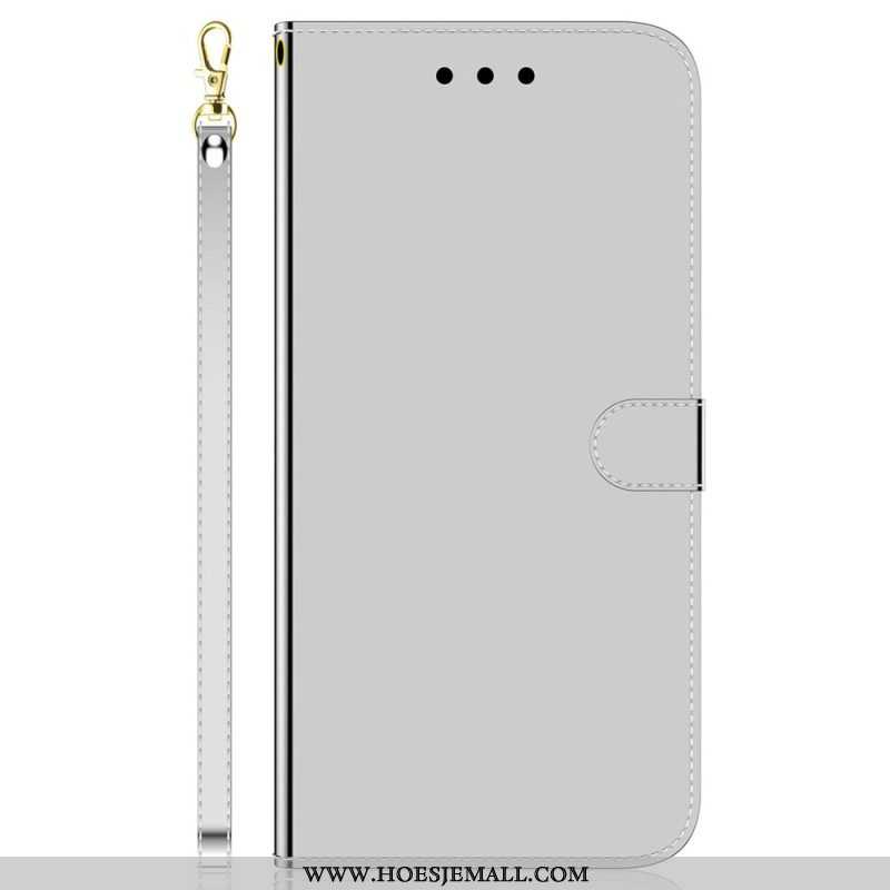 Leren Hoesje voor Oppo Reno 8 Spiegel En Lanyard