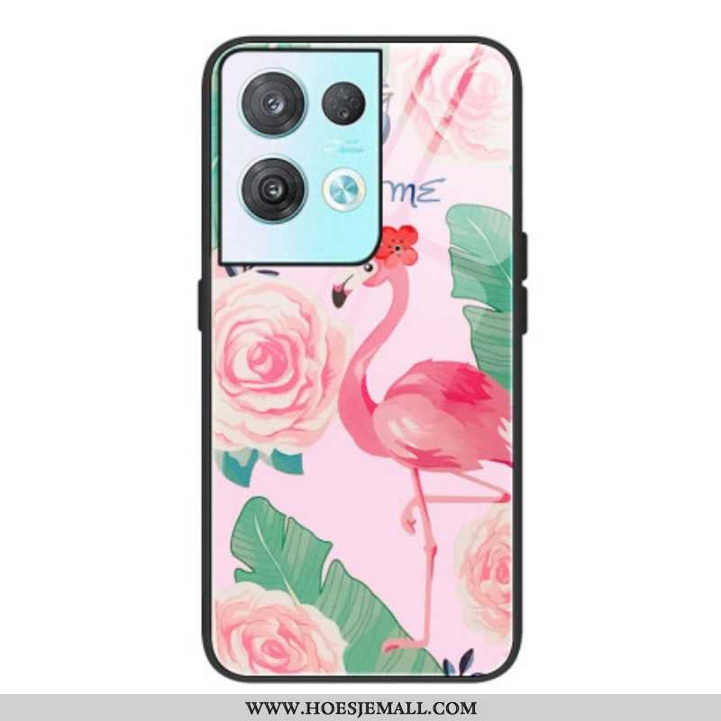 Hoesje voor Oppo Reno 8 Flamingo Gehard Glas