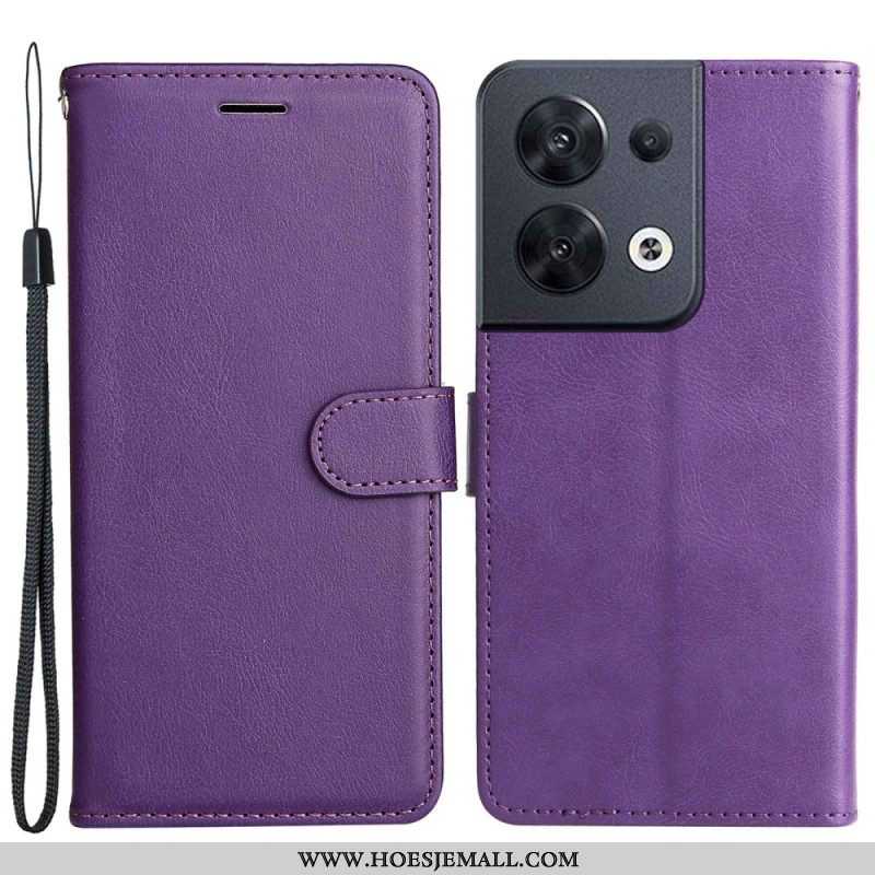 Leren Hoesje voor Oppo Reno 8 Met Ketting Effen Met Bandje