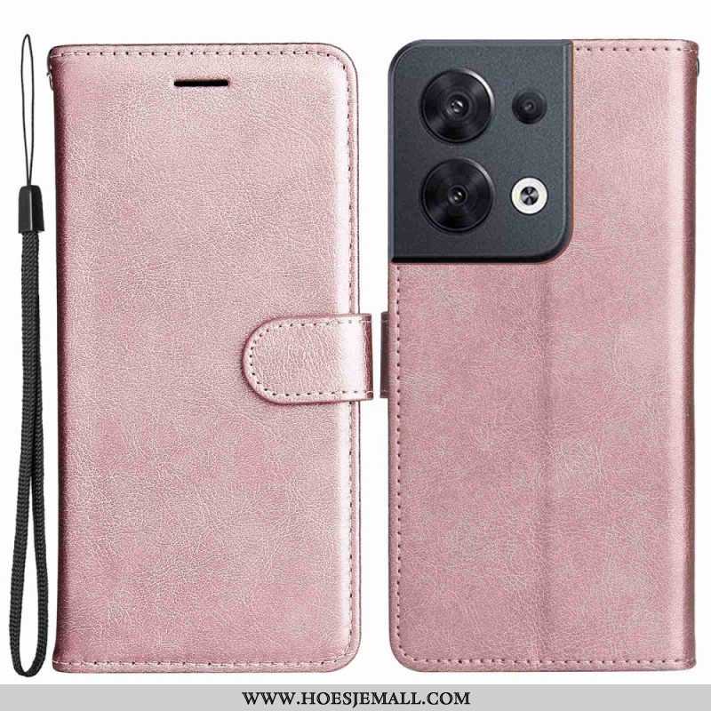 Leren Hoesje voor Oppo Reno 8 Met Ketting Effen Met Bandje