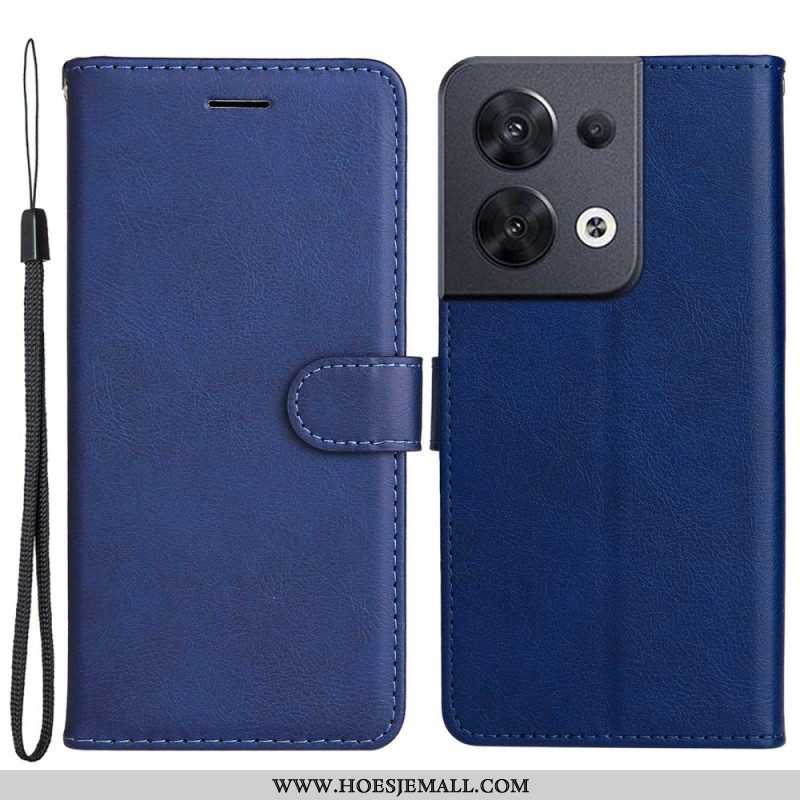 Leren Hoesje voor Oppo Reno 8 Met Ketting Effen Met Bandje