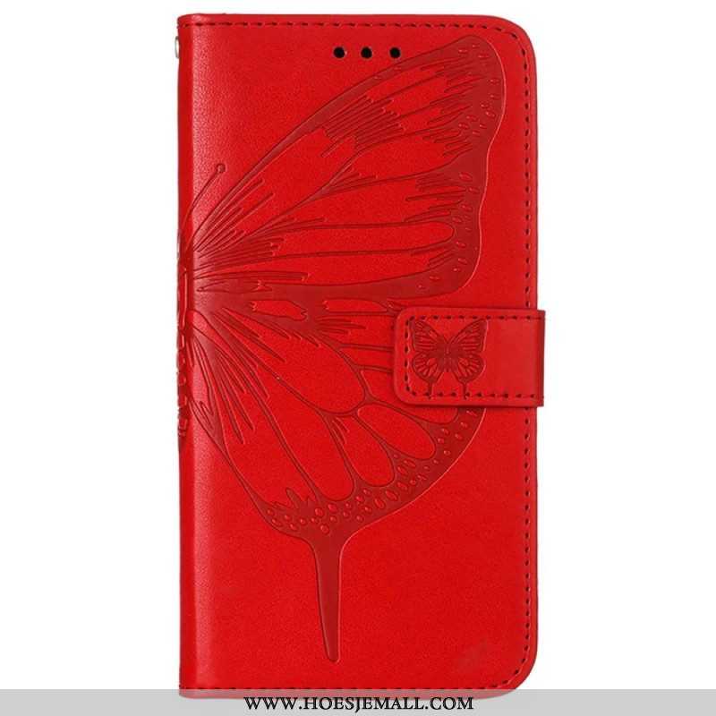 Flip Case voor Oppo Reno 8 Pro Met Ketting Barokke Strappy Vlinder