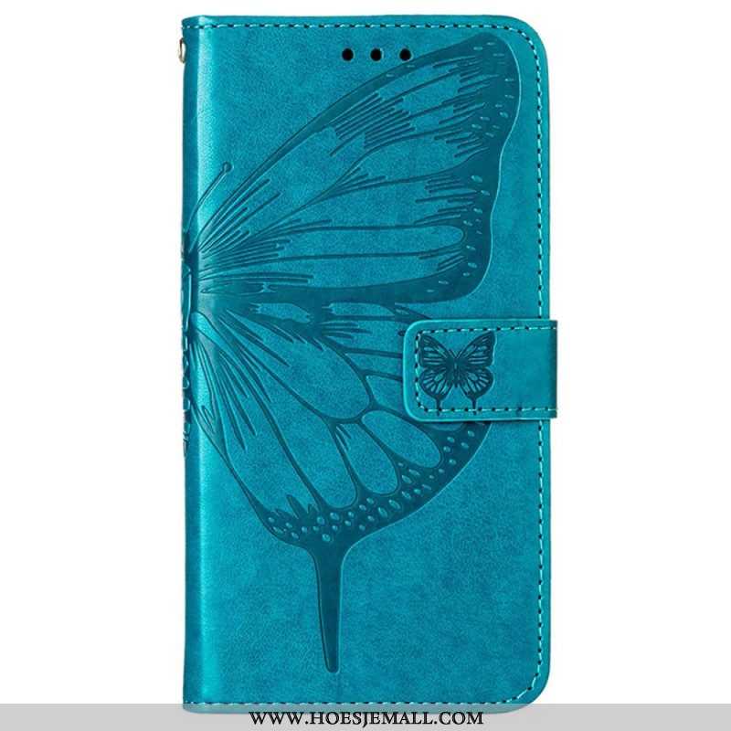 Flip Case voor Oppo Reno 8 Pro Met Ketting Barokke Strappy Vlinder