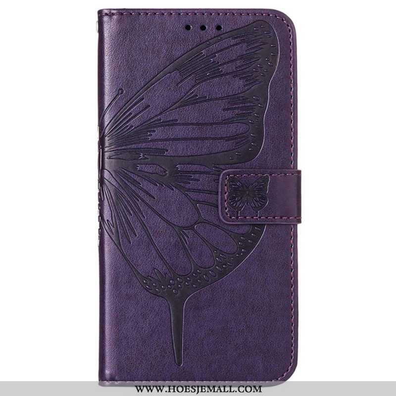 Flip Case voor Oppo Reno 8 Pro Met Ketting Barokke Strappy Vlinder