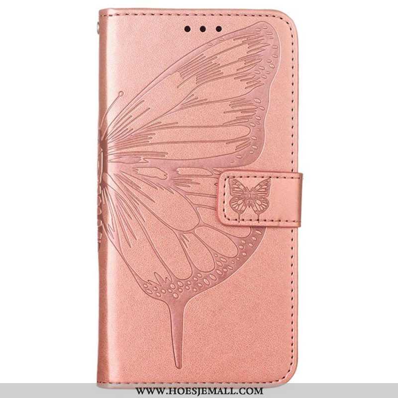 Flip Case voor Oppo Reno 8 Pro Met Ketting Barokke Strappy Vlinder