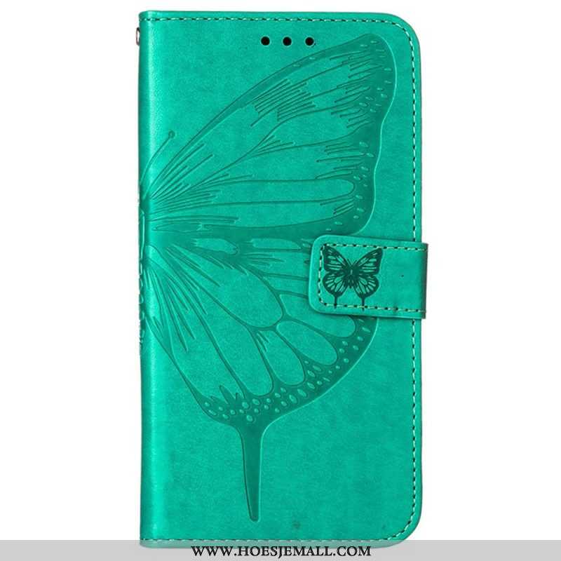 Flip Case voor Oppo Reno 8 Pro Met Ketting Barokke Strappy Vlinder