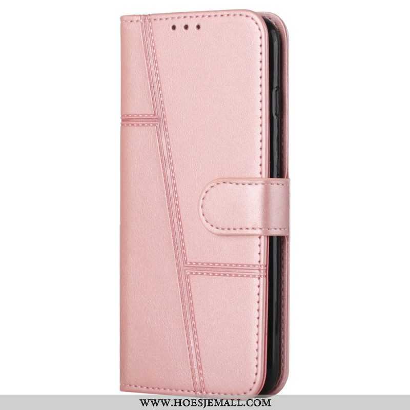 Flip Case voor Oppo Reno 8 Pro Met Ketting Geometrisch Leereffect Met Bandjes