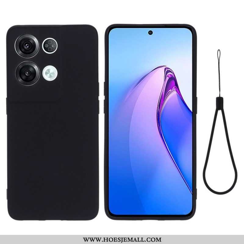 Telefoonhoesje voor Oppo Reno 8 Pro Met Ketting Vloeibare Siliconen Met Bandjes