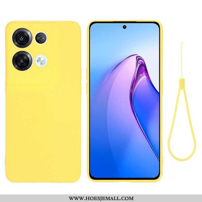 Telefoonhoesje voor Oppo Reno 8 Pro Met Ketting Vloeibare Siliconen Met Bandjes