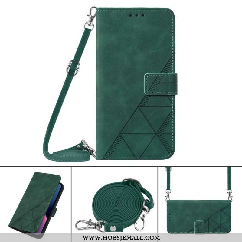 Flip Case voor Oppo Reno 8 Pro Driehoeken Met Schouderriem