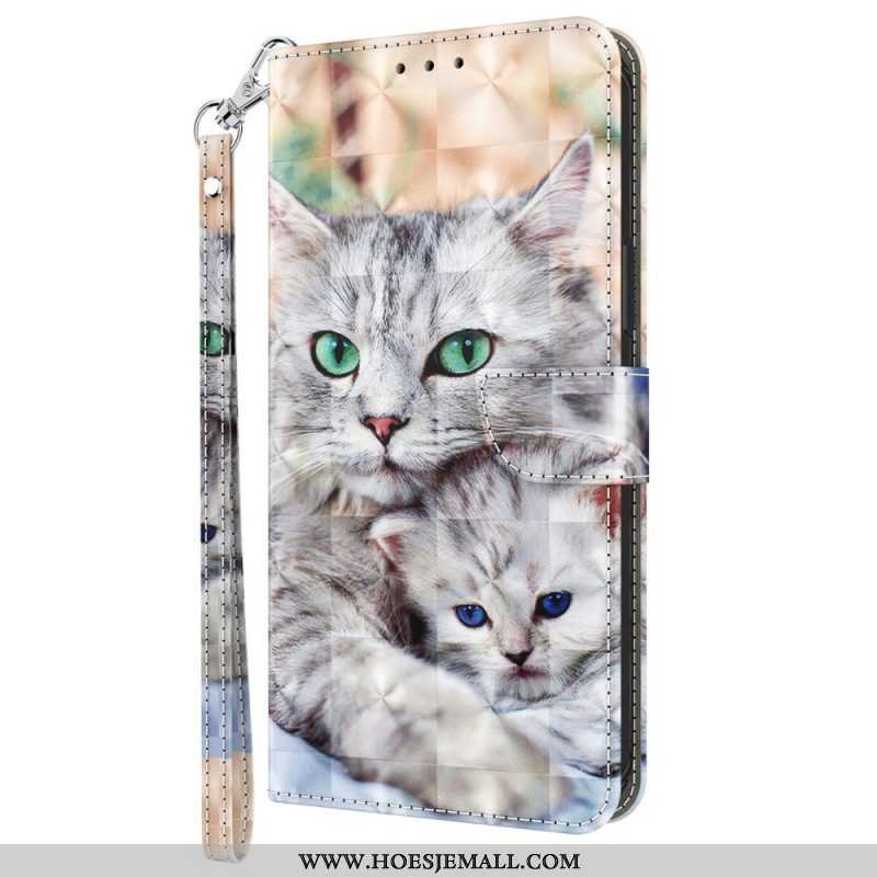 Folio-hoesje voor Samsung Galaxy A14 / A14 5G Met Ketting Alleen Stringkatten