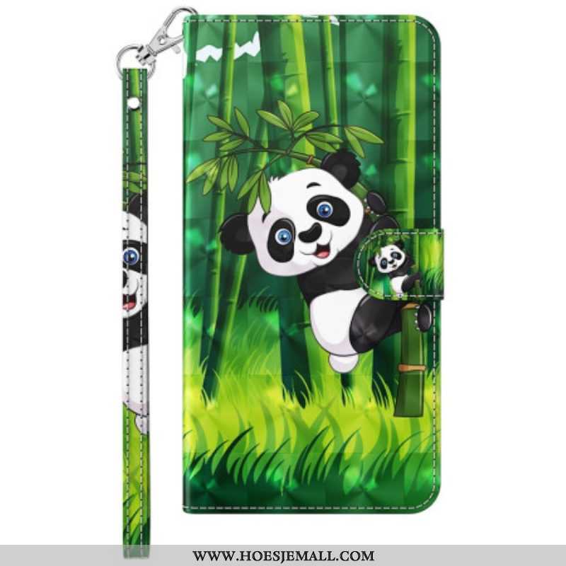 Folio-hoesje voor Samsung Galaxy A14 / A14 5G Panda Love Met Sleutelkoord